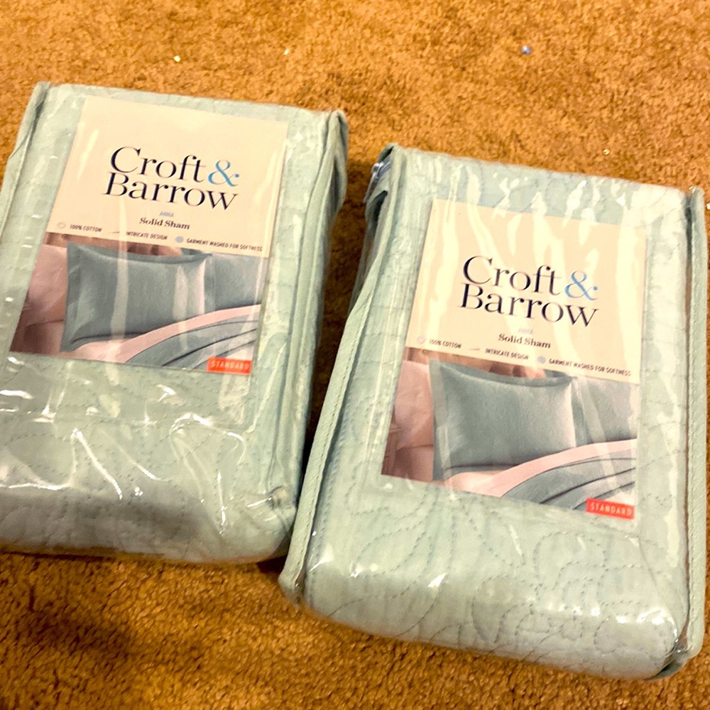 Croft & Barrow set of 2 standard shams ANNA TEAL BLUE NEW